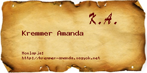 Kremmer Amanda névjegykártya